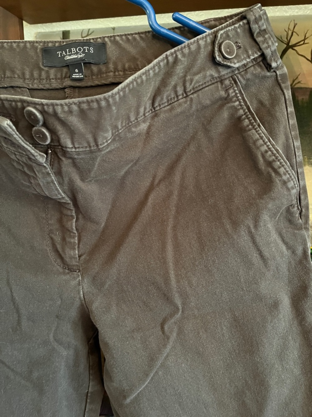 Talbots Brown Wide-Leg Cotton Pants - Picture 3 of 3